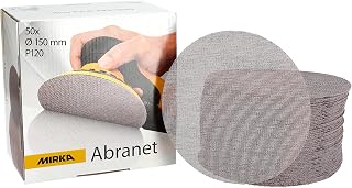Mirka Abranet sanding disc 150 mm Hook & Loop Grit P120 50 pcs | Ideal for dust-free sanding on wood metal aluminium stainless steel filler varnish and plastic surfaces