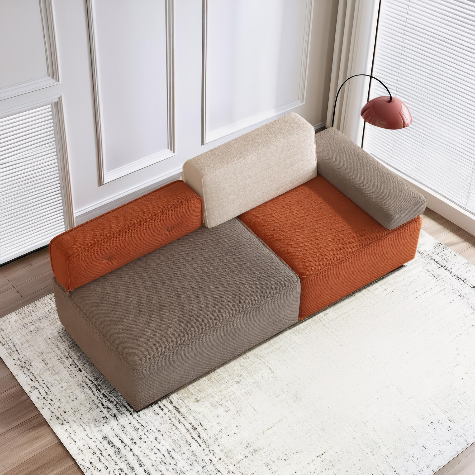 Modular Boneless Sofa 2-3 Seater Cloud Couch 203cm Convertible Floor Sofa Bed fo