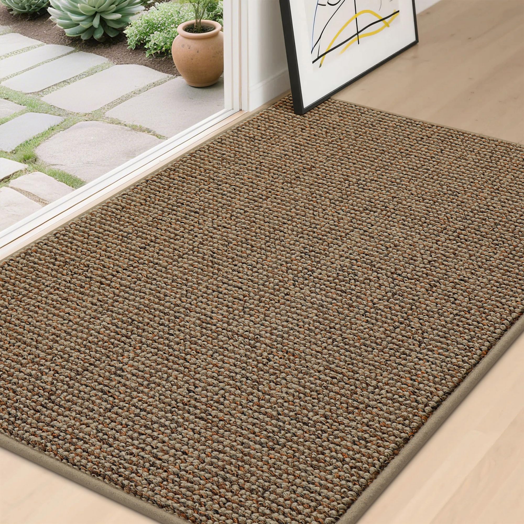 BEQHAUSE Dirt Trapper Door Mat Indoor Entrance 32" x 48", Taupe | Non-Slip Washa