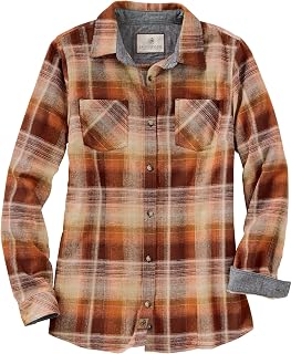 Legendary Whitetails Womens Cottage Escape Flannel Long Sleeve Plaid and Solid Color Clothes for Women, Fitted Button Down