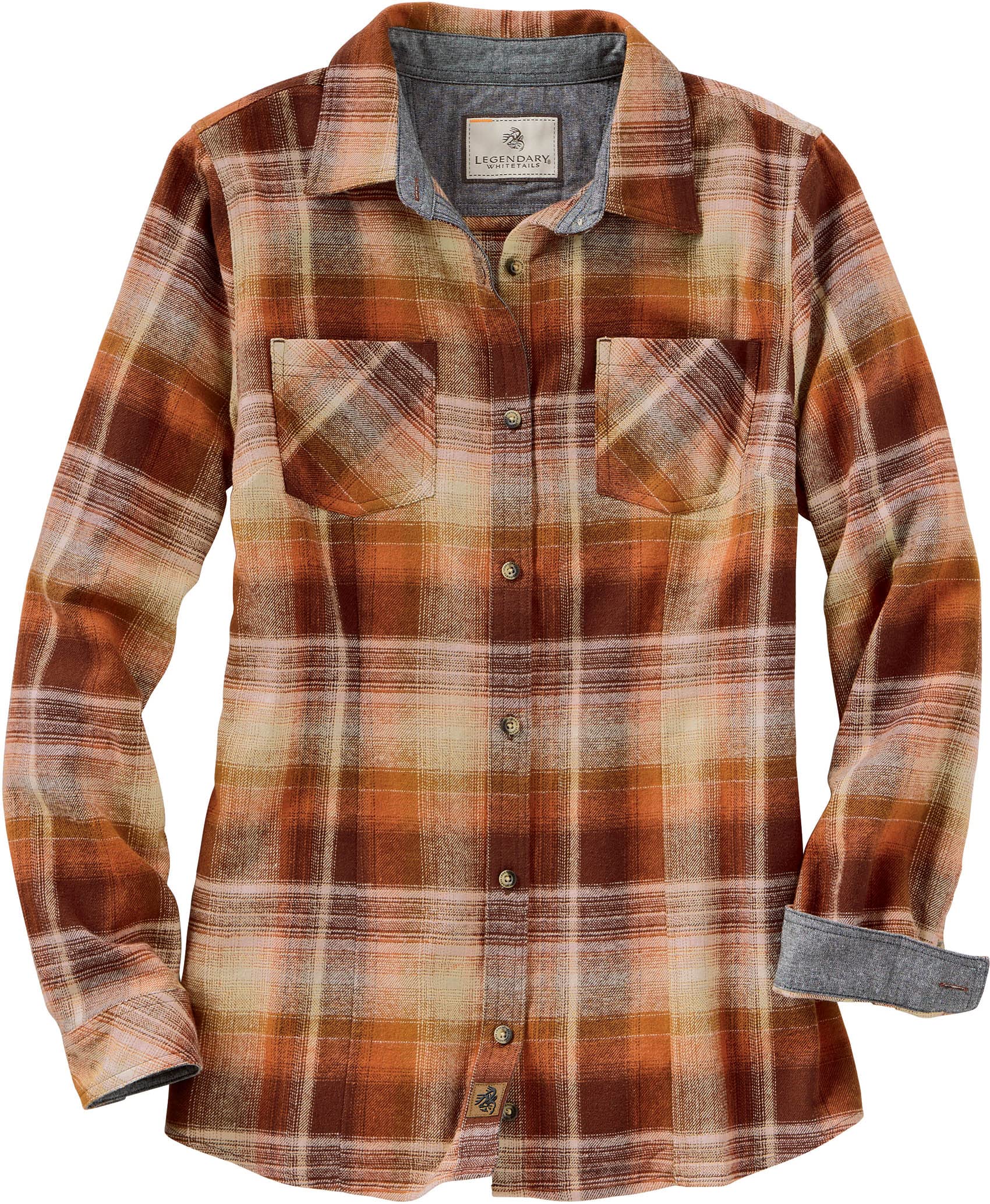 Legendary Whitetails Womens Cottage Escape Flannel Long Sleeve Plaid and Solid C