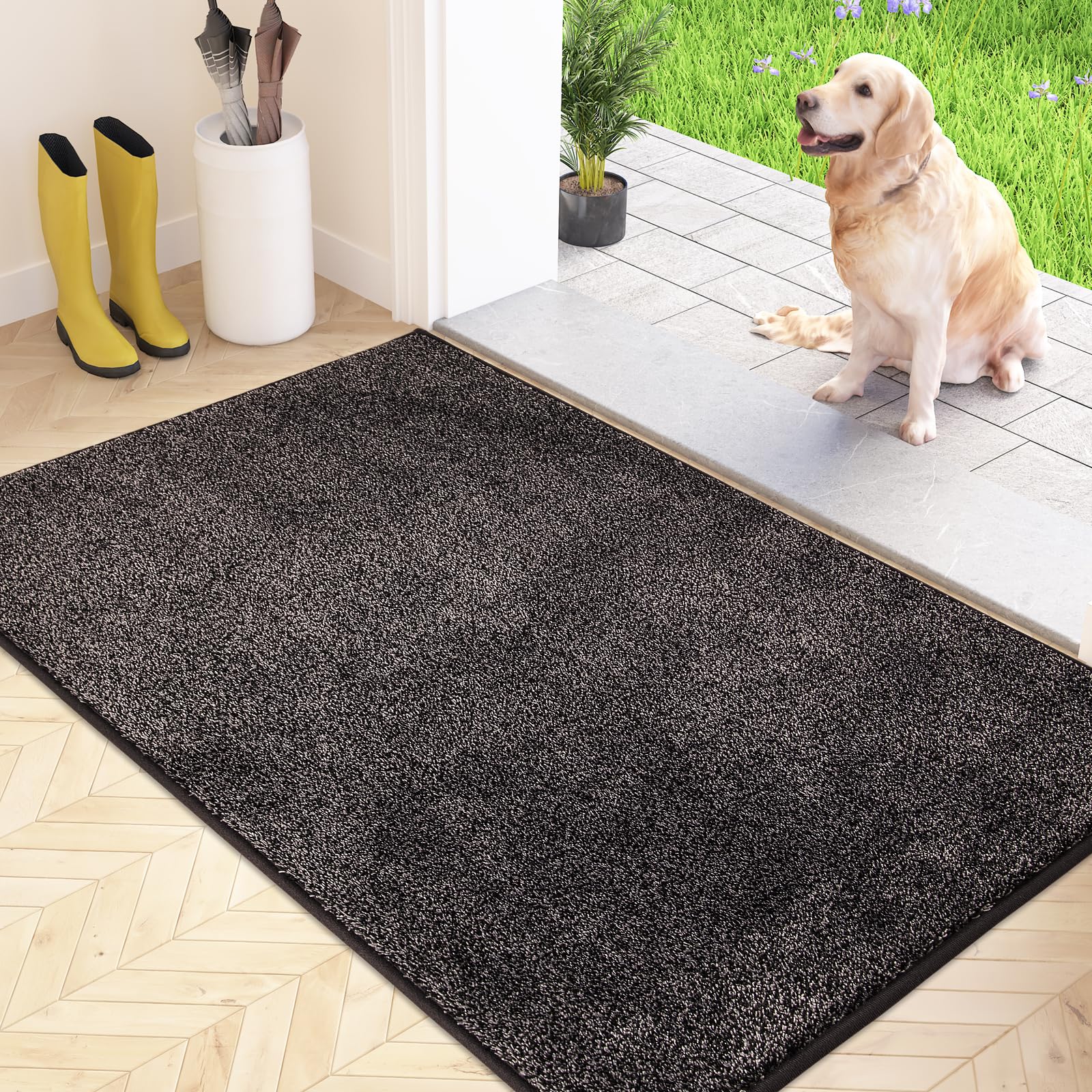 FCSDETAIL Dust Trap Mat, Machine Washable Non-Slip Mat, Entrance Mat with Soft A