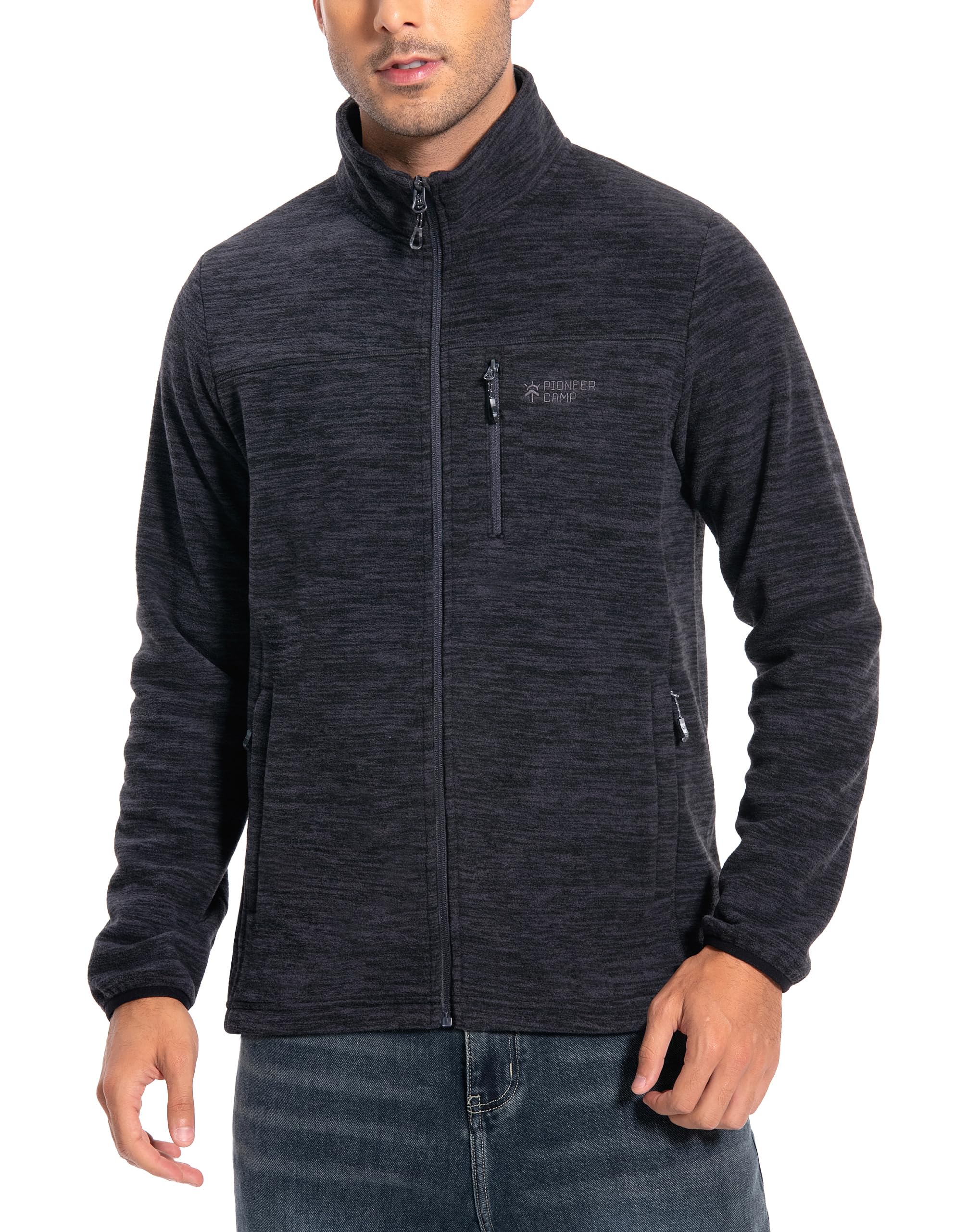 Pioneer Camp Mens Fleece Jacket Full Zip Lightweight Windproof Zip Up Jacket