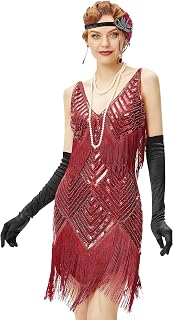 BABEYOND Ladies 1920s V Neck 1920s Style Gatsby Style Party Dress