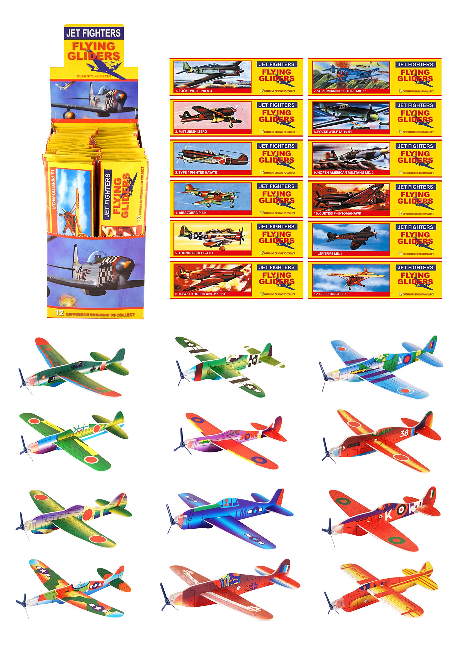 HENBRANDT Pack Of 12 Classic World War II Flying Plane Gliders- Polystyrene Pina