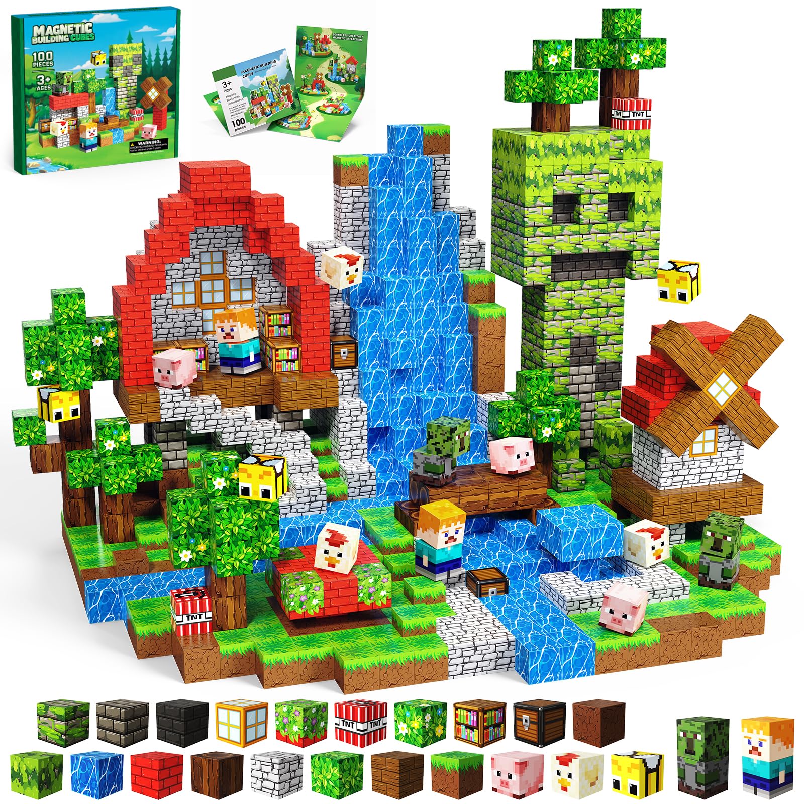 100PCS Magnetic Blocks| Magnetic Building Cubes| STEM Educational Toys | Magneti