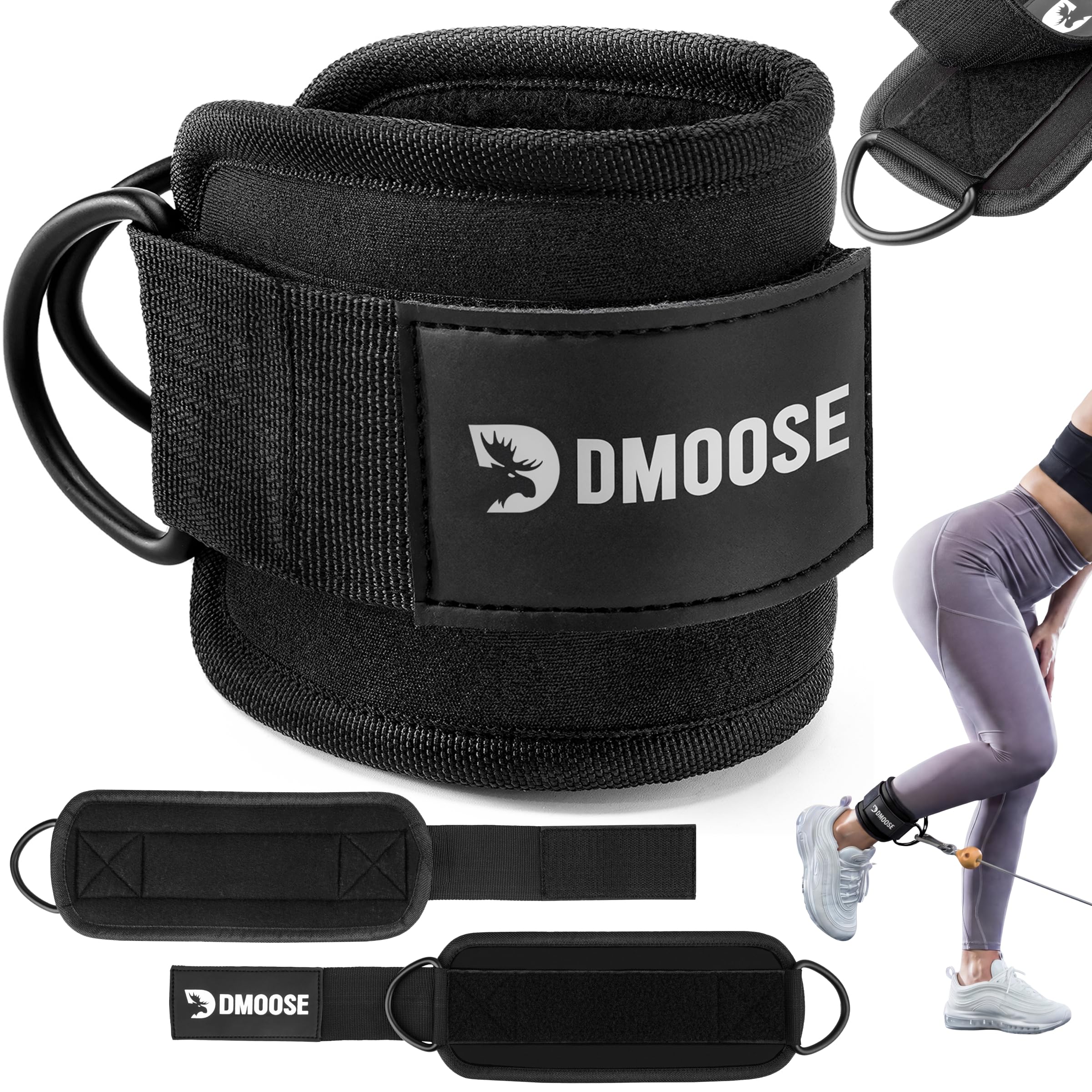 DMoose Ankle Strap for Cable Machine - One Size Fit with Premium Padding, Workou