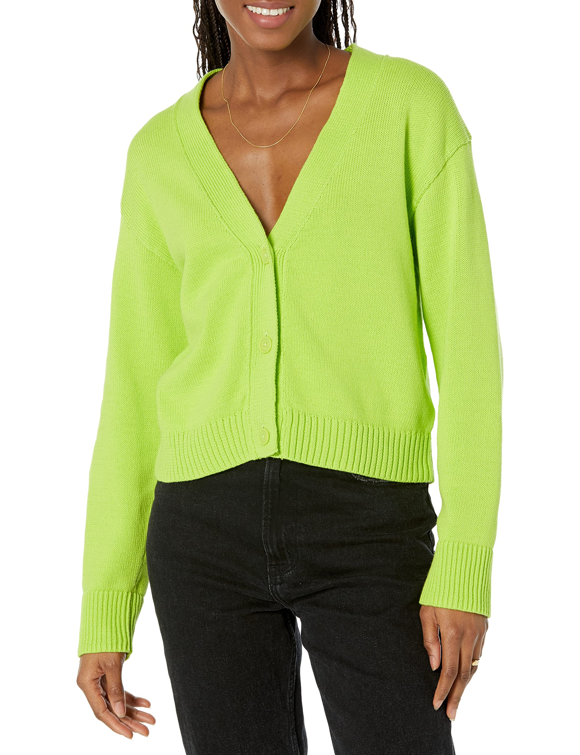 Amazon Essentials Womens Relaxed Fit V-Neck Cropped Cardigan