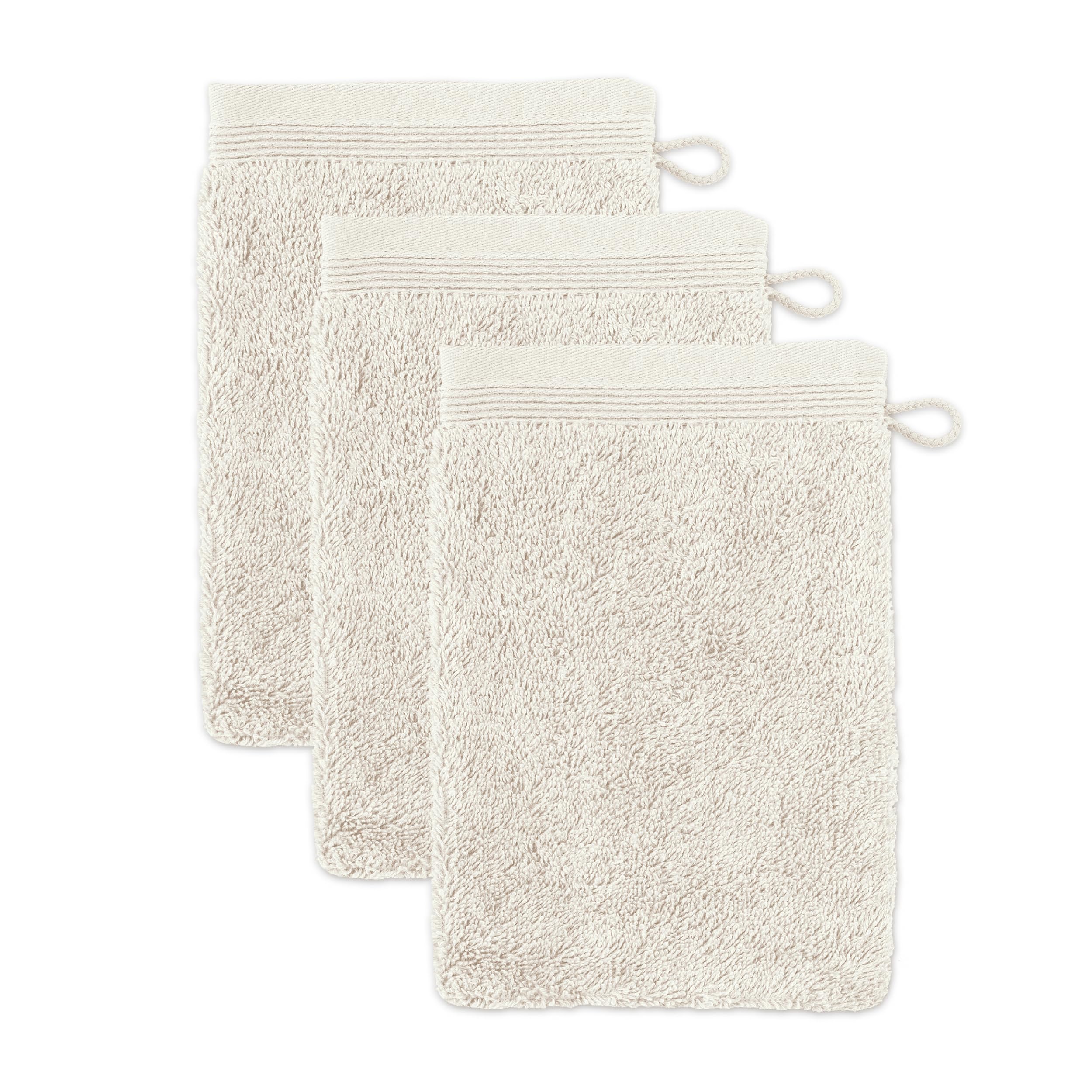 Möve Superwuschel Wash Mitt 15 x 20 cm 100% Cotton Natural Set of 3