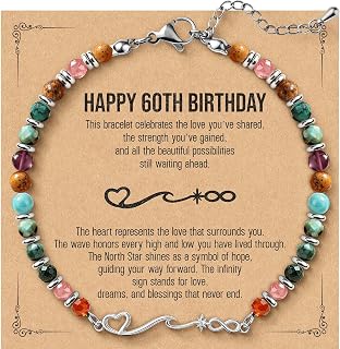 Natural Stone Bracelets for Women, Meaningful Wave Bracelet Gift for Her, Birthday Gifts for Mom, Sister, Friend, Inspirational Friendship Jewelry