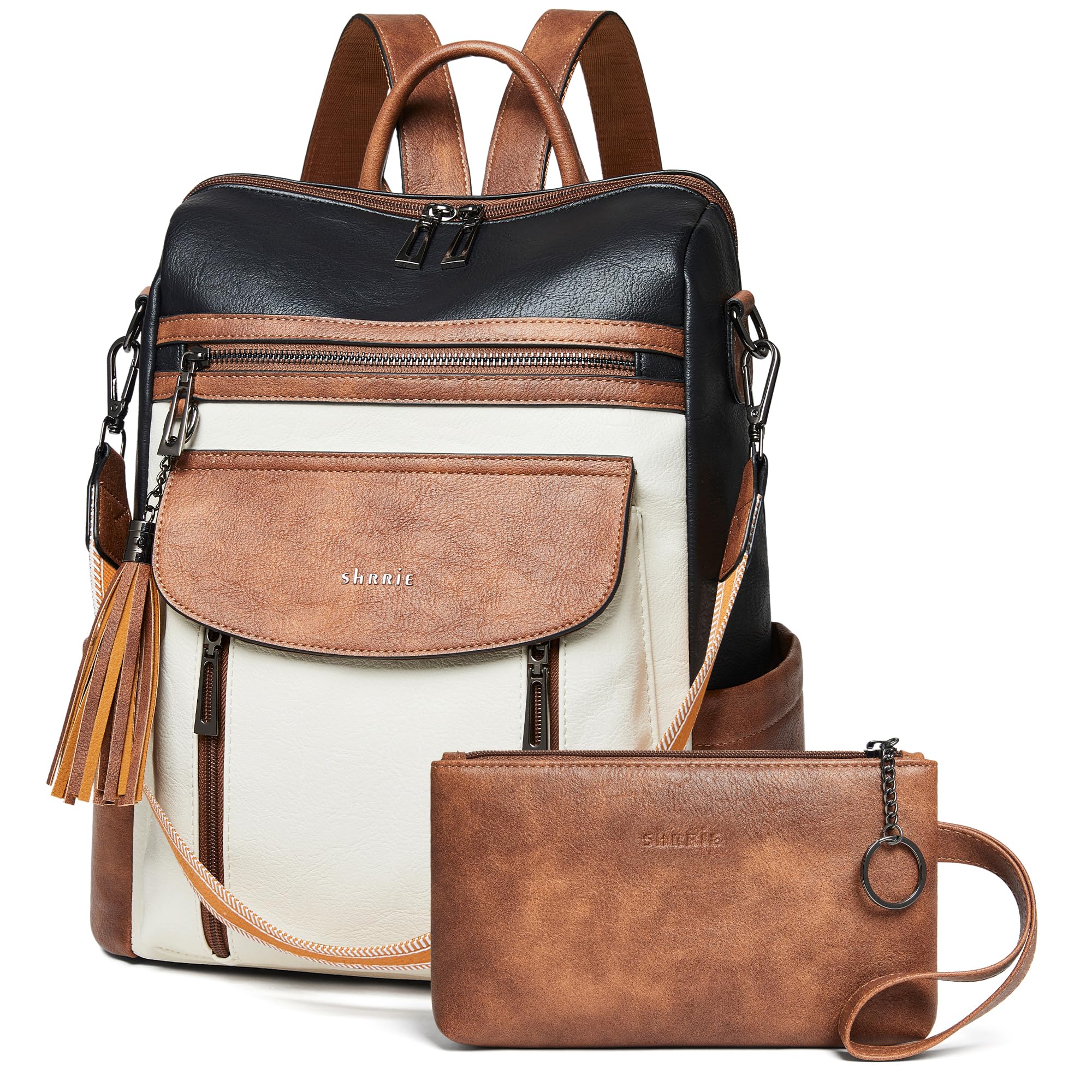 Shrrie Backpack Purse for Women Fashion Leather Backpack Purse Designer Travel B