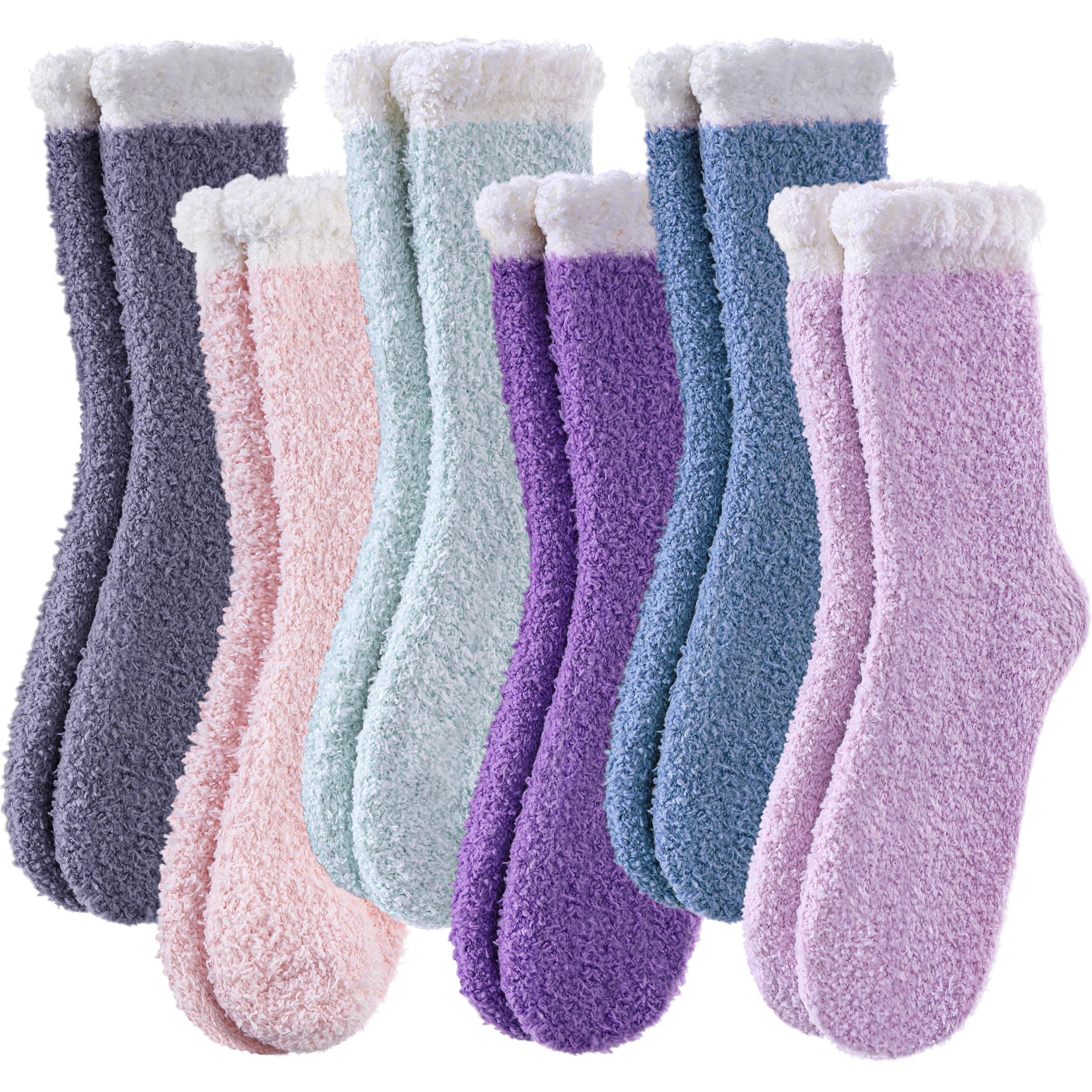 LINEMIN Womens Fuzzy Socks Cozy Fluffy Winter Warm Slipper Socks Microfiber Soft