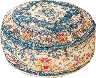 Mandala Life ART Moroccan Floor Pillow Cover Blue Round Floor Cushion Boho Room Décor Moroccan Seating Area Perfect Pouf Ottoman for Living