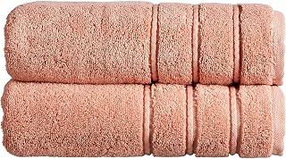 Christy Antalya Large Bath Towels | Set of 2 | 100% Turkish Cotton | 600GSM | Soft Plush Luxury Towel Set | 70cm x 125cm | Quick Dry | Sandalwood Peach
