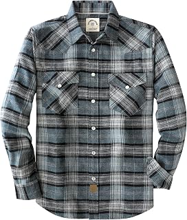 Dubinik® 6 oz Flannel Shirt for Men Pearl Snap Western Cowboy Long Sleeve