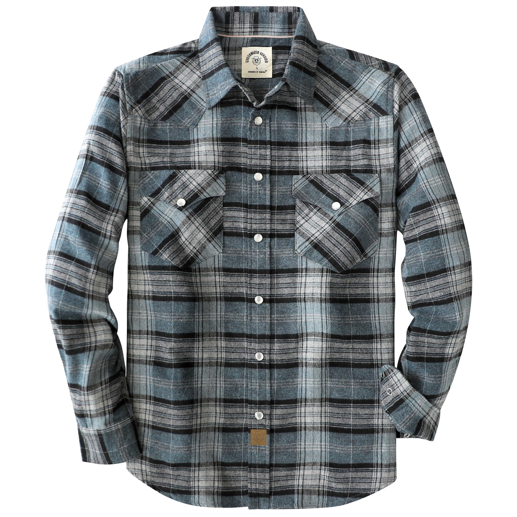 Dubinik® 6 oz Flannel Shirt for Men Pearl Snap Western Cowboy Long Sleeve