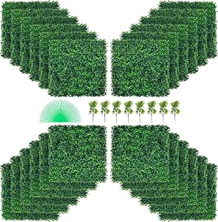 VEVOR Artificial Boxwood Panel, Green, 20x20 in, 24pcs | 1.6 in Thick, Sun Protected, Hedge Wall Panels, Privacy Fence Decor, Indoor Outdoor Use