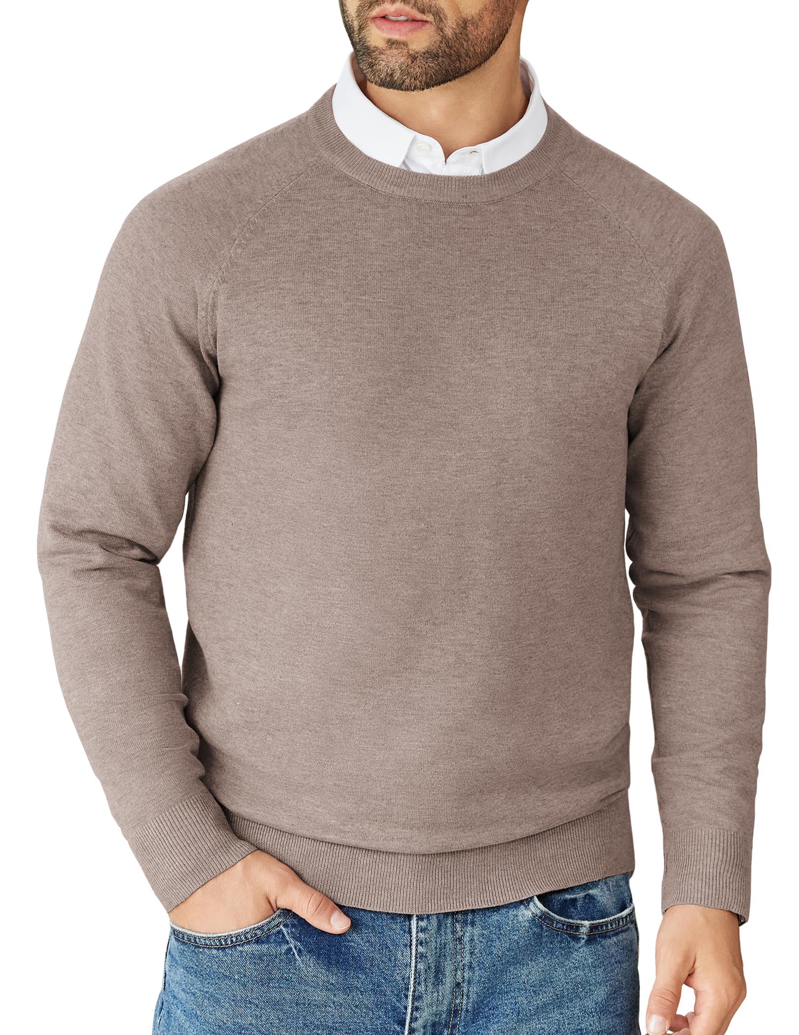 COOFANDY Men's Sweater Knitted Pullover Round Neck Slim Jumpers for Men Casual P