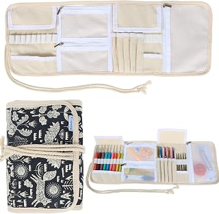 Teamoy Crochet Hook Case Organizer, Crochet Hook Roll Bag, Animal World | Empty Crochet Hook Holder for Various Crochet Needles, Knitting Accessories and Crochet Hook Kit Tools, Foldable, Lightweight