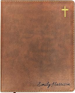 Personalized NIV Journal the Word Bible | Brown Leathersoft | Name Engraved | New International Version | Double Column | Red Letter | 8-Point Comfort Print | Wide Lined Margins for Notes