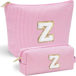 YOOLIFE Birthday Gifts for Teen Girls Kids Women Initial Makeup Bag Pink A | Birthday Gift for Women Mom, Teen Girls Daughter Kid Teacher Gift, Initial Makeup Bag, Travel 11 12 13 14 15 16 Year Old Girl