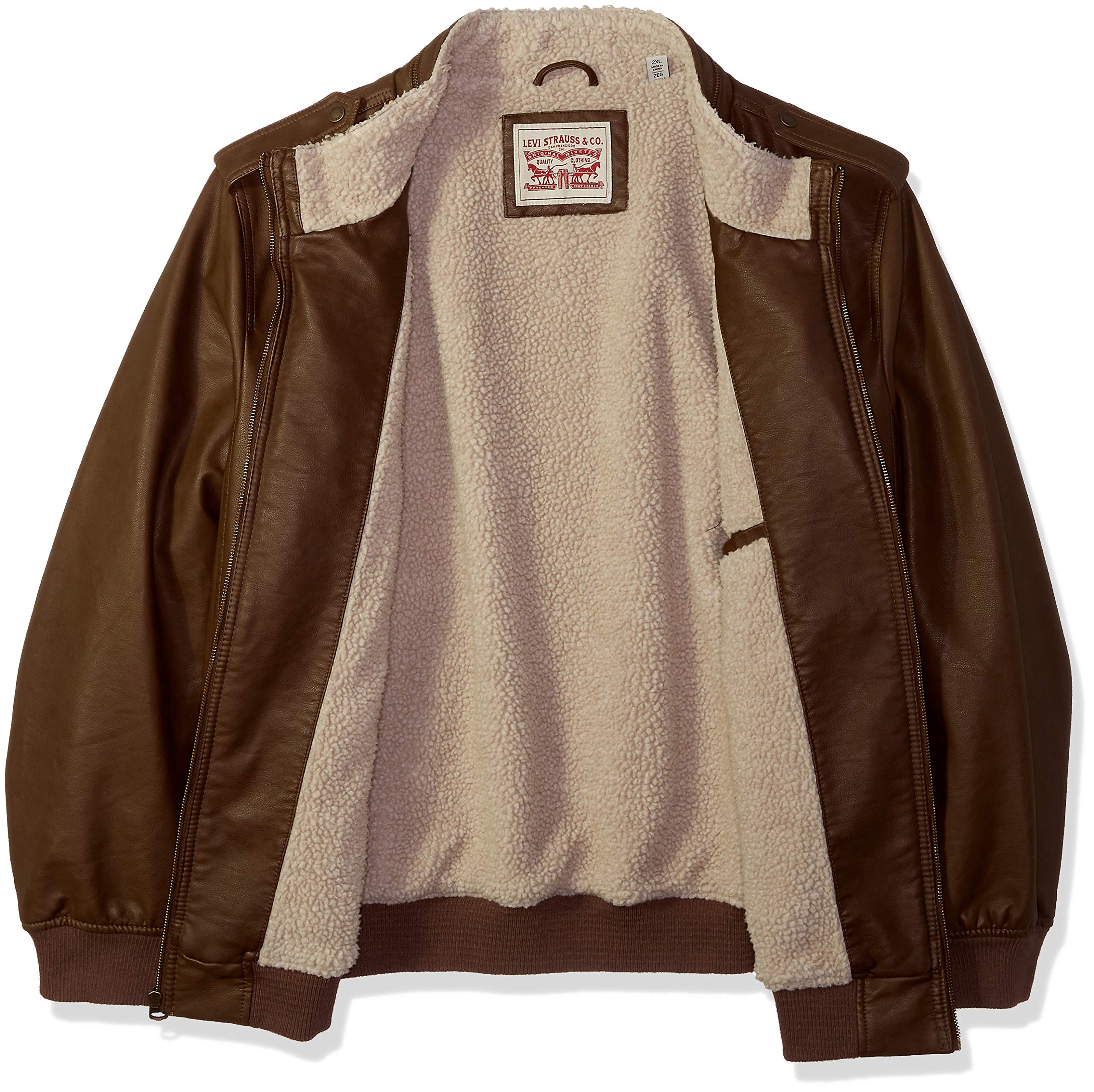 Levi's - Bomber da aviatore in finta pelle con cervo, stile vintage, foderato in