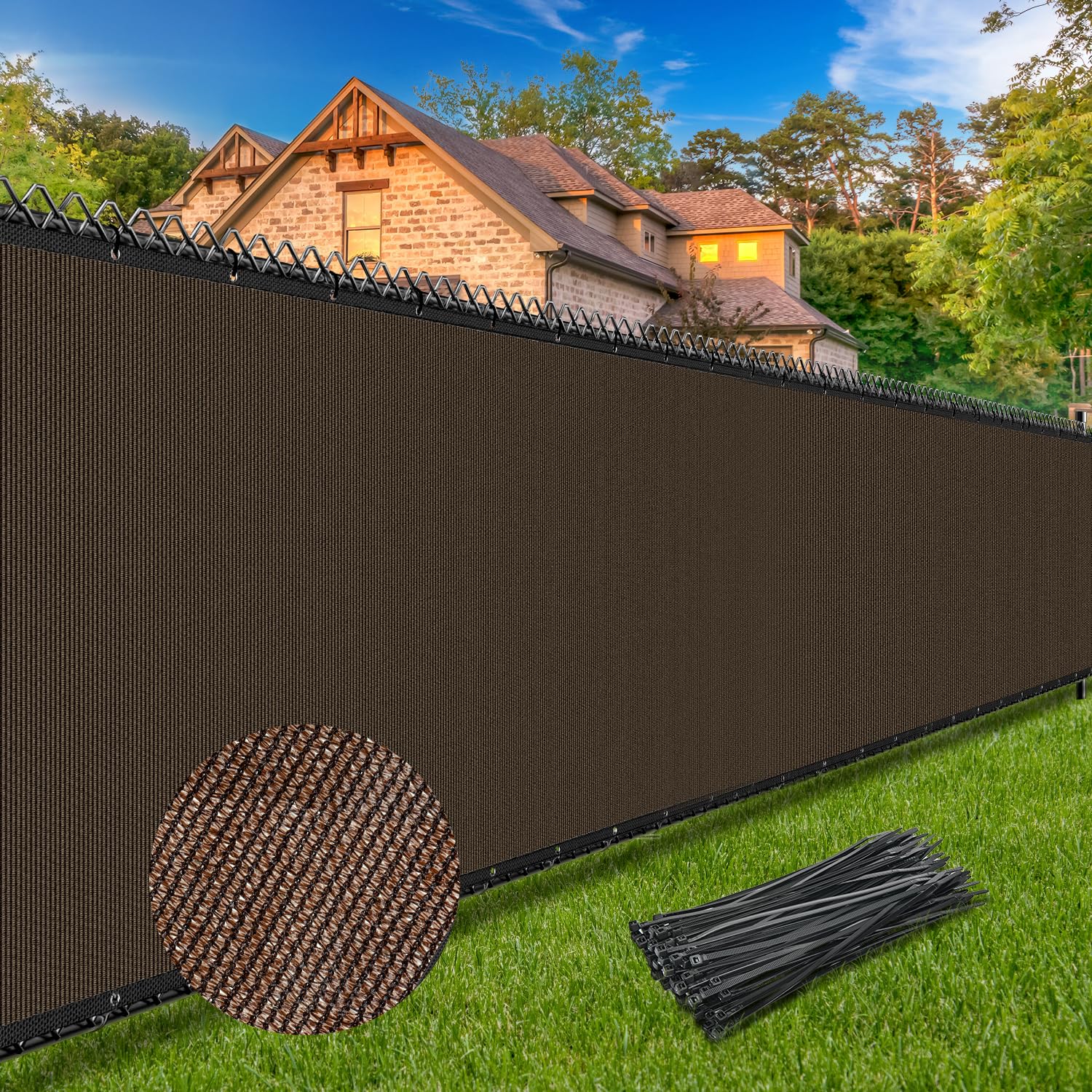 Winpull Privacy Fence Screen 6' x 50', Heavy Duty 170GSM HDPE Mesh, 95% Privacy,