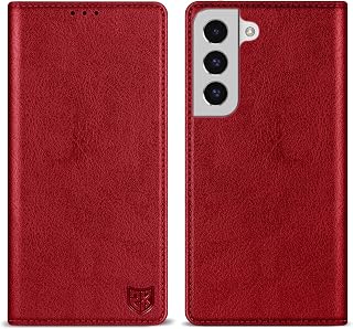 ZZXX for Samsung Galaxy S22 Wallet Case Strong Magnetic 6.1 inch,Red