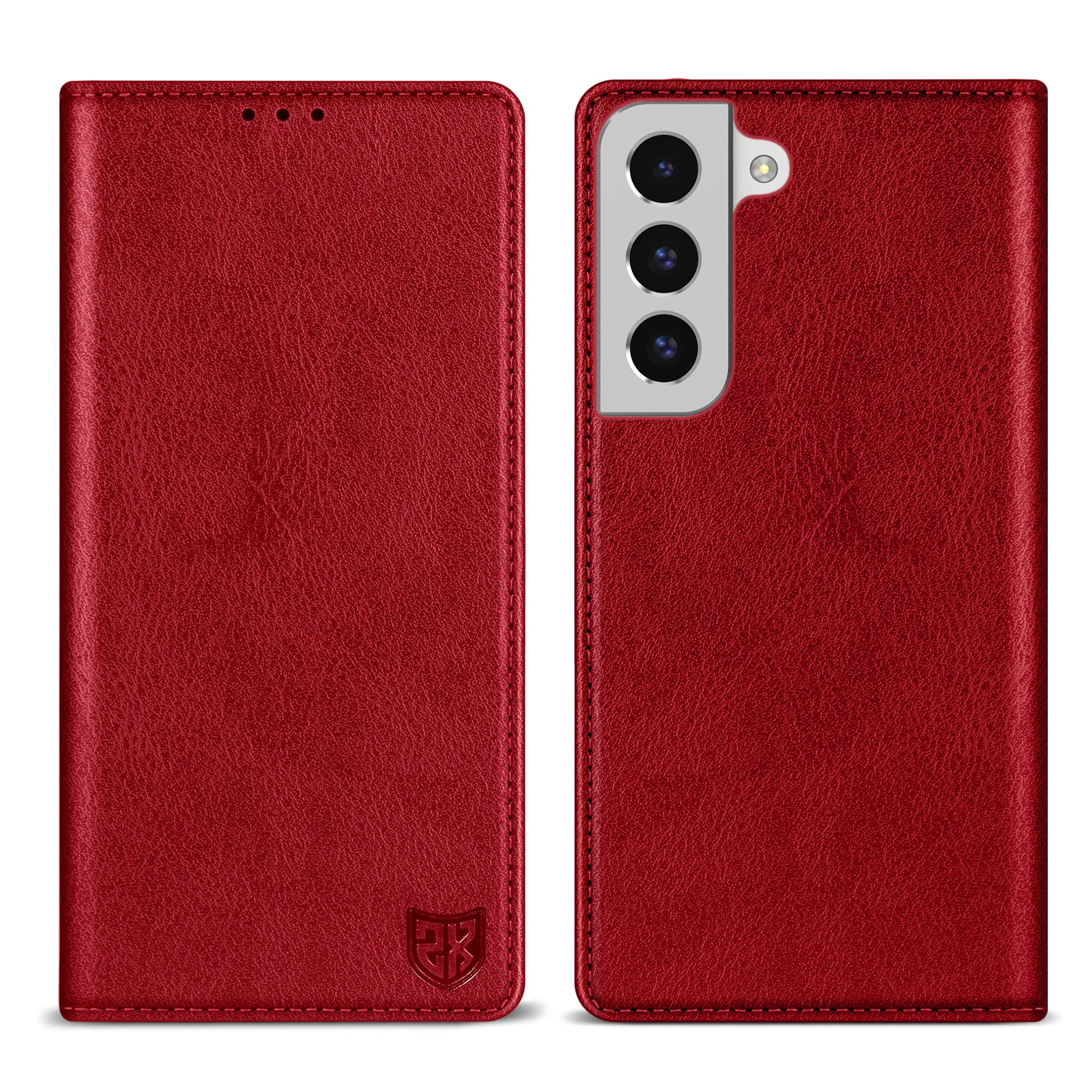 ZZXX for Samsung Galaxy S22 Wallet Case Strong Magnetic 6.1 inch,Red