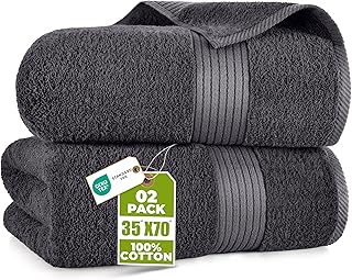 Utopia Towels - Premium Jumbo Bath Sheet 2 Pack - 100% Cotton Highly Absorbent and Quick Dry Extra Large Bath Towel - Super Soft Hotel Quality Towel (35 x 70 inches, Grey)