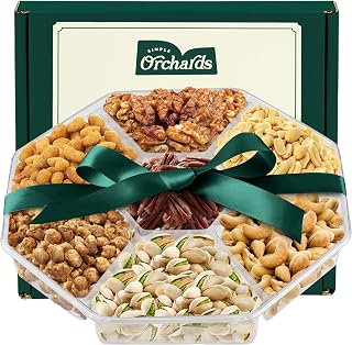 Nuts gift Basket, a Variety of Freshly Roasted Nuts | Beautifully Packaged Gift Baskets for Woman, Christmas Holiday Gift Basket for Him