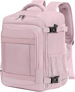 KLOSTAIN For Easyjet Hand Luggage 45 x 36 x 20 cm Hand Luggage Backpack Travel Backpack Aeroplane Bag Laptop Backpack 14 Inch for Men Women School Backpack Teenager Boys Light Pink