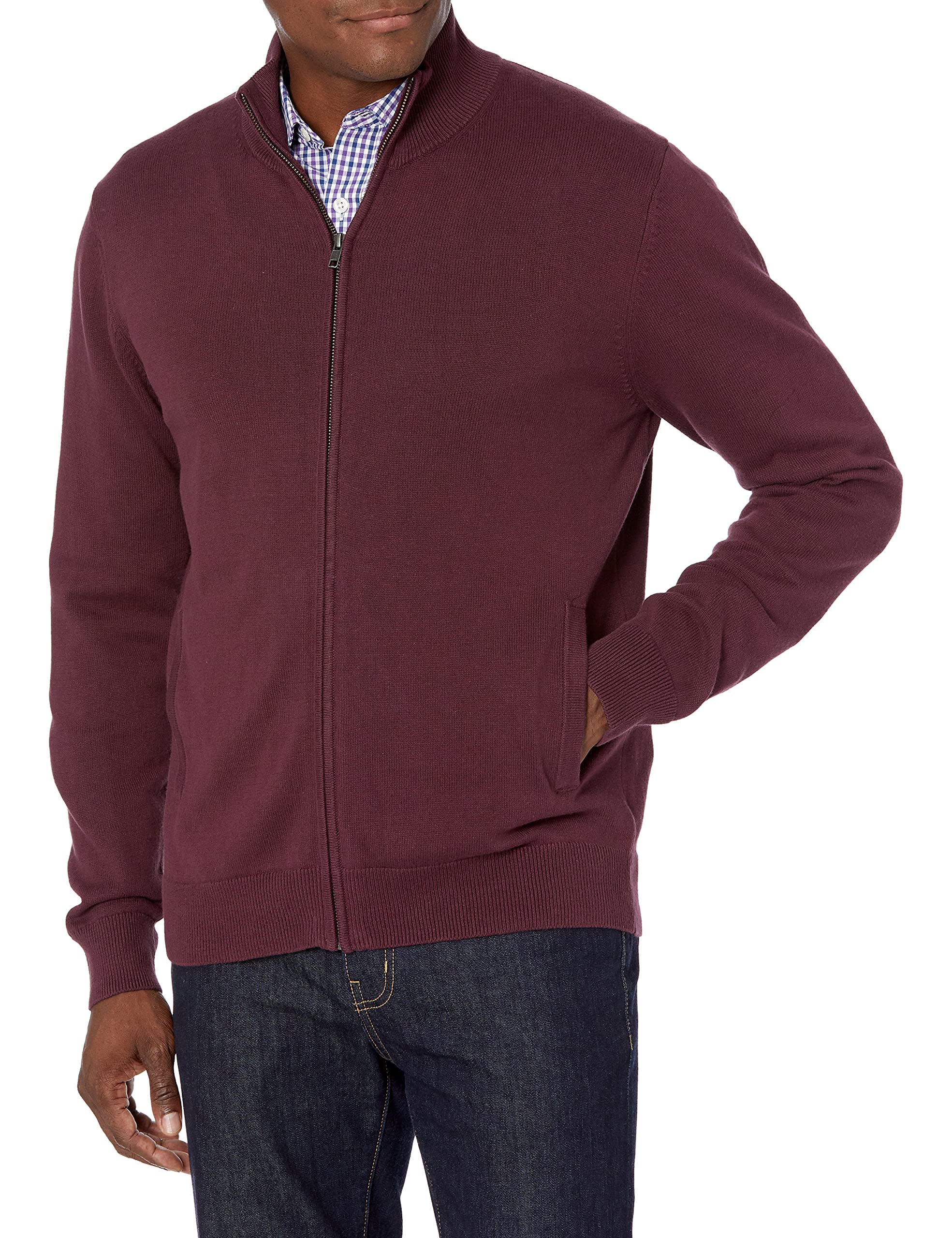 Amazon Essentials Maglione in Cotone con Cerniera Integrale Uomo