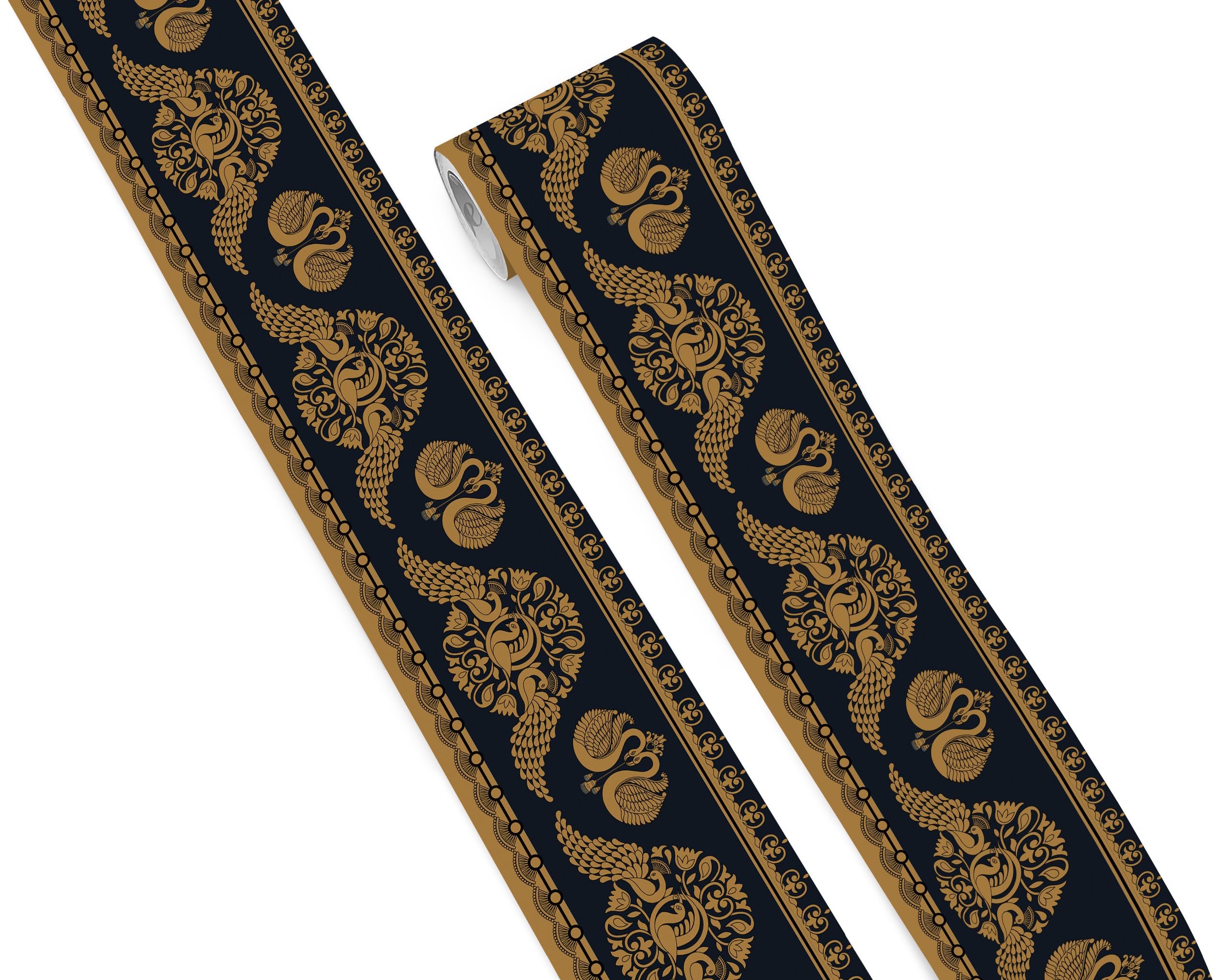 FLFK Wallpaper Border - Peel and Stick Wall Borders Decal Black Trim Tape 4" x 2