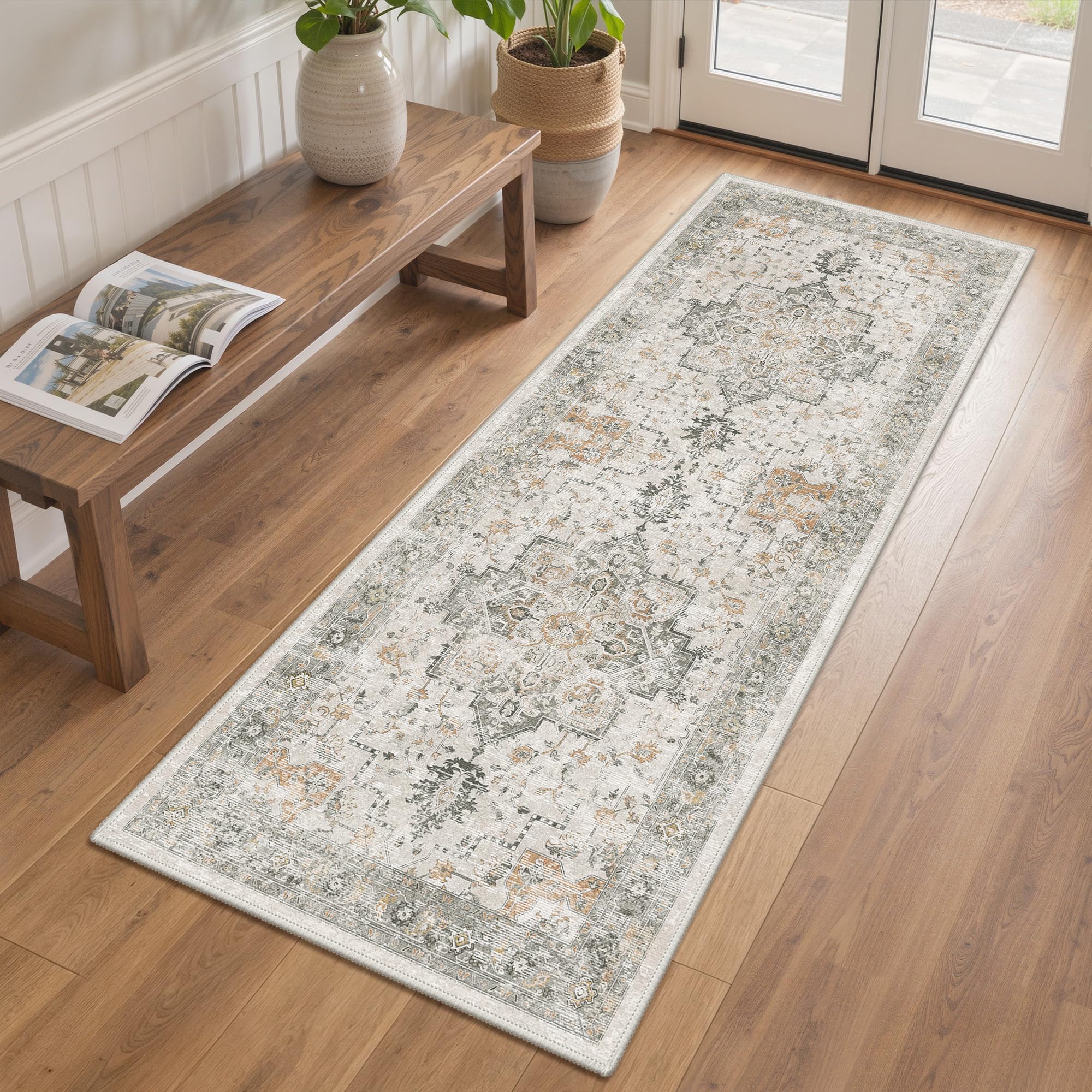 GENIMO 2x6 Runner Rugs for Hallway Non Slip, Washable Kitchen Runner Taupe | Sof