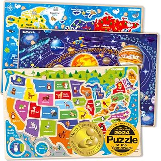 US Map Puzzles for Kids Ages 4-6 - Wooden Toddler Puzzles Ages 3-5