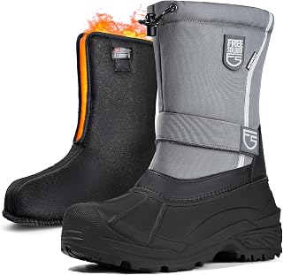 FREE SOLDIER Mens Snow Boots Insulated Waterproof Hiking Winter Shoes Nonslip Outdoor Ankle Cold Weather Boots with Warm Inner