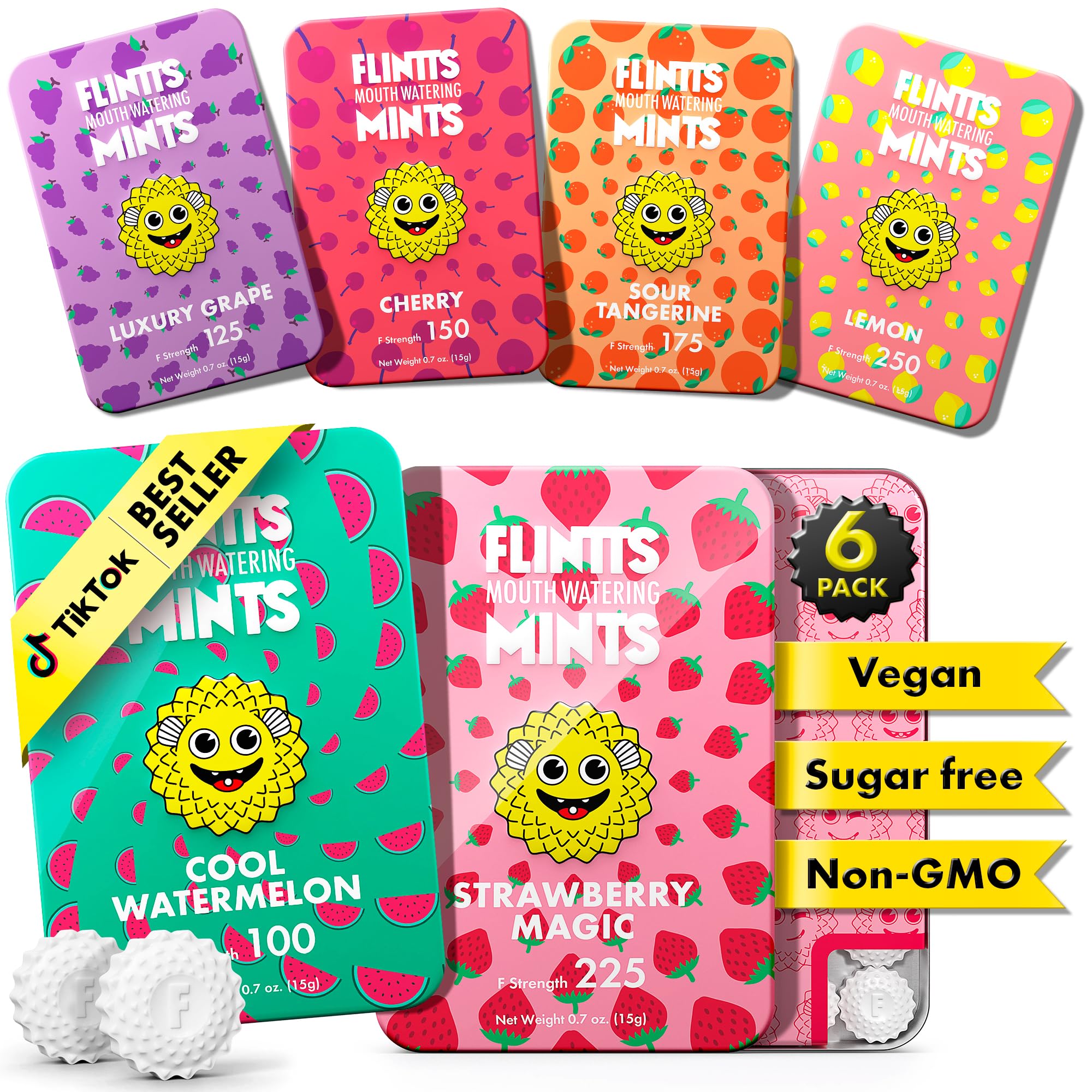 Flintts Mints Fruit Troop Dry Mouth Relief Mints | Variety Pack | Mouthwatering 