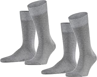 FALKE Mens Happy 2-Pack Socks Breathable Cotton Flat Seam Extra Soft Reinforced Toe No Pressure for Business Casual Looks Multipack 2 Pairs