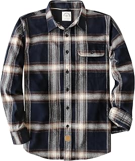 Dubinik® 6 oz Flannel Shirt for Men Long Sleeve Button Down Cotton Plaid