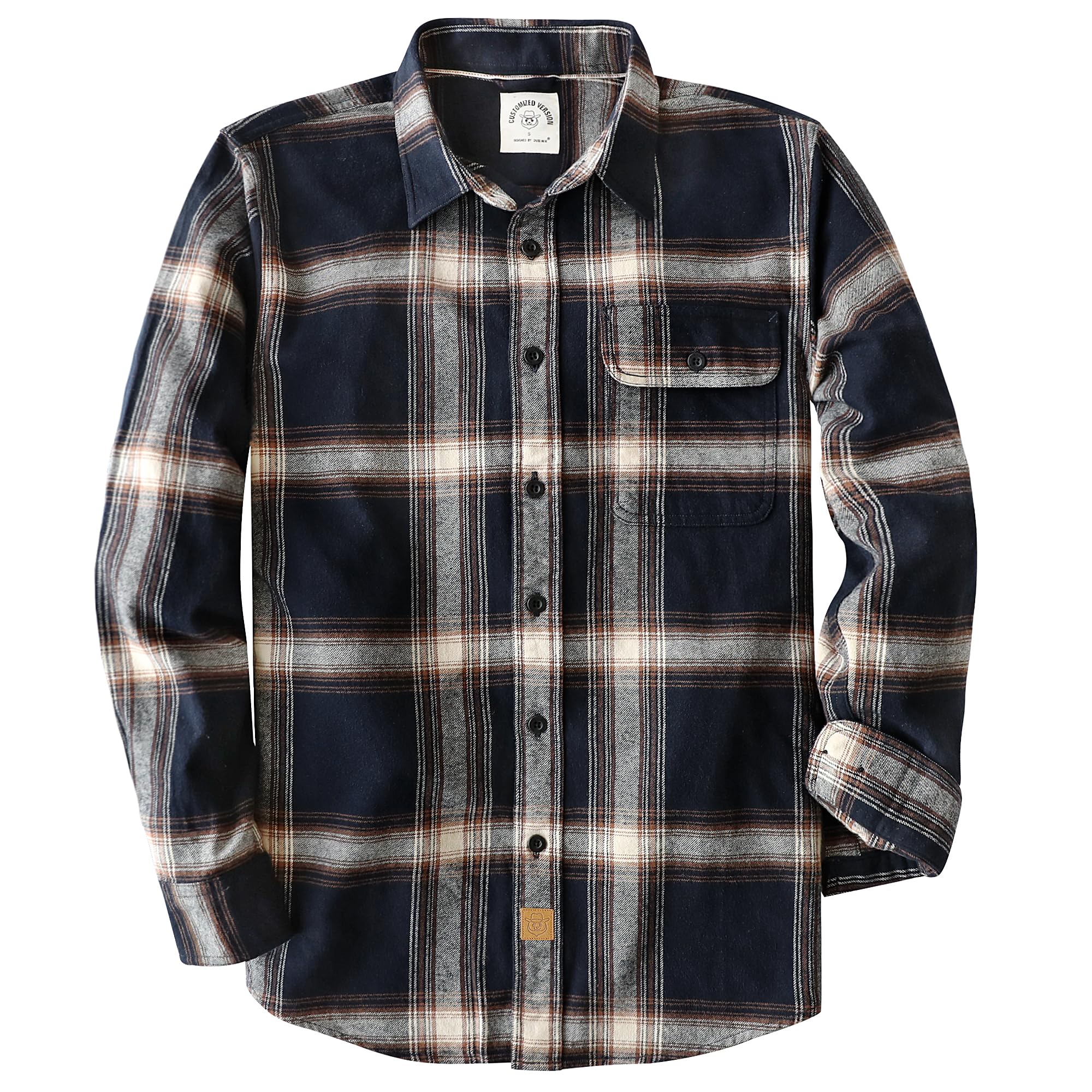 Dubinik® 6 oz Flannel Shirt for Men Long Sleeve Button Down Cotton Plaid