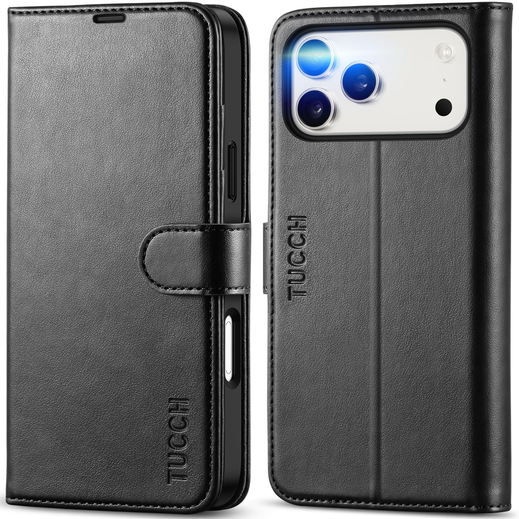 TUCCH Wallet Case for iPhone 18 Pro Max & 17 Pro Max, 4 Card Holders, Black | RF
