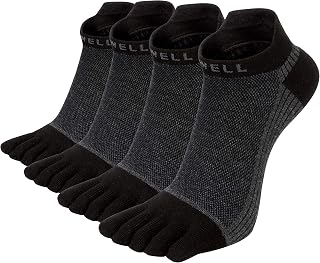 VWELL Men's Five-Toe Socks, Sweat Absorbent/Quick-drying, Ankle Socks, 5-Toe Socks, Casual, Antibacterial, Odor-resistant, Breathable, Suitable for All Seasons, Durable Socks, 4-Pair Set, 10-10.6