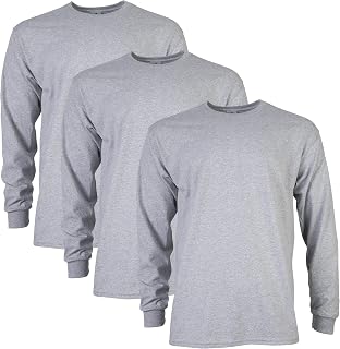 Gildan Men's Ultra Cotton Long Sleeve T-Shirt, Style G2400, Multipack, Sport Grey (3-Pack), Large