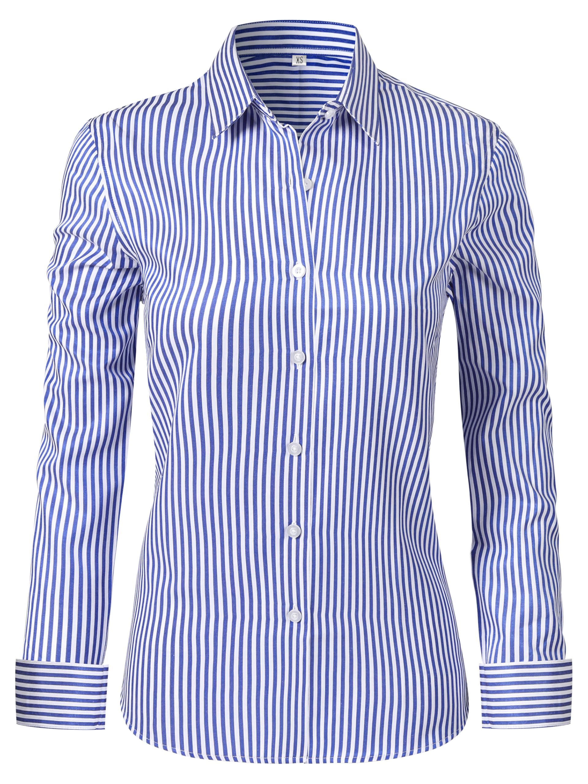 Ruisin Super Soft Wrinkle Free Button Down Shirt Women Solid Long Sleeve Striped