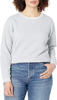 Hanes EcoSmart Women's Crewneck V Notch Fleece Pullover Sweatshirt Crew Neck V Notch Wide Ribbed Cuffs and Hem (1 Pack)