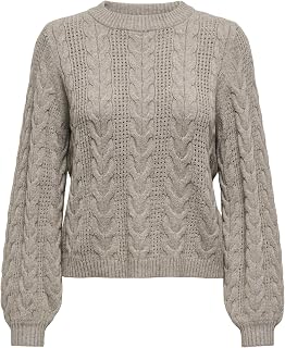 ONLY Onlrubina Ls Câble O-Neck Nca KNT Pull en Tricot Femme