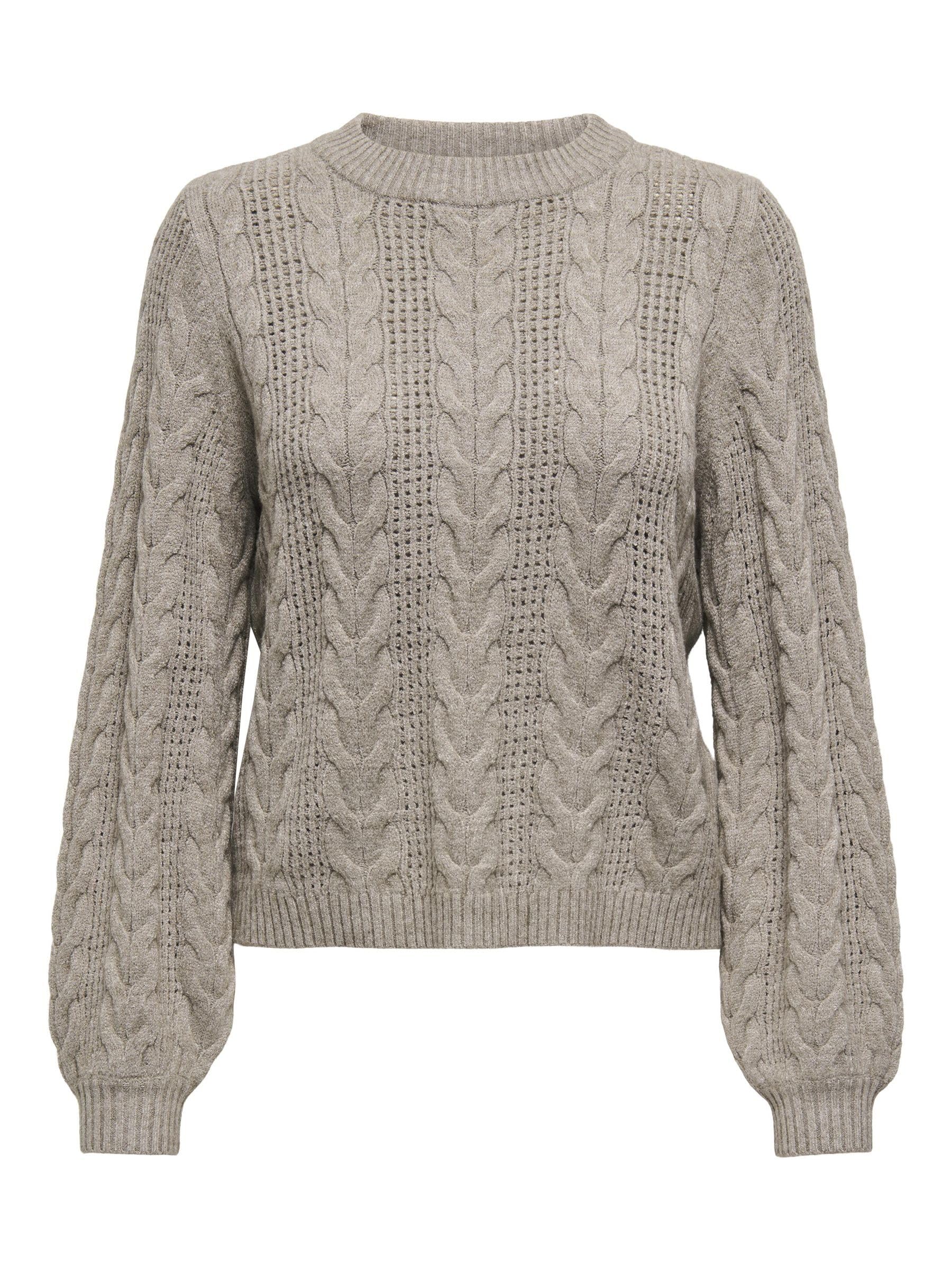 ONLY Onlrubina Ls Câble O-Neck Nca KNT Pull en Tricot Femme