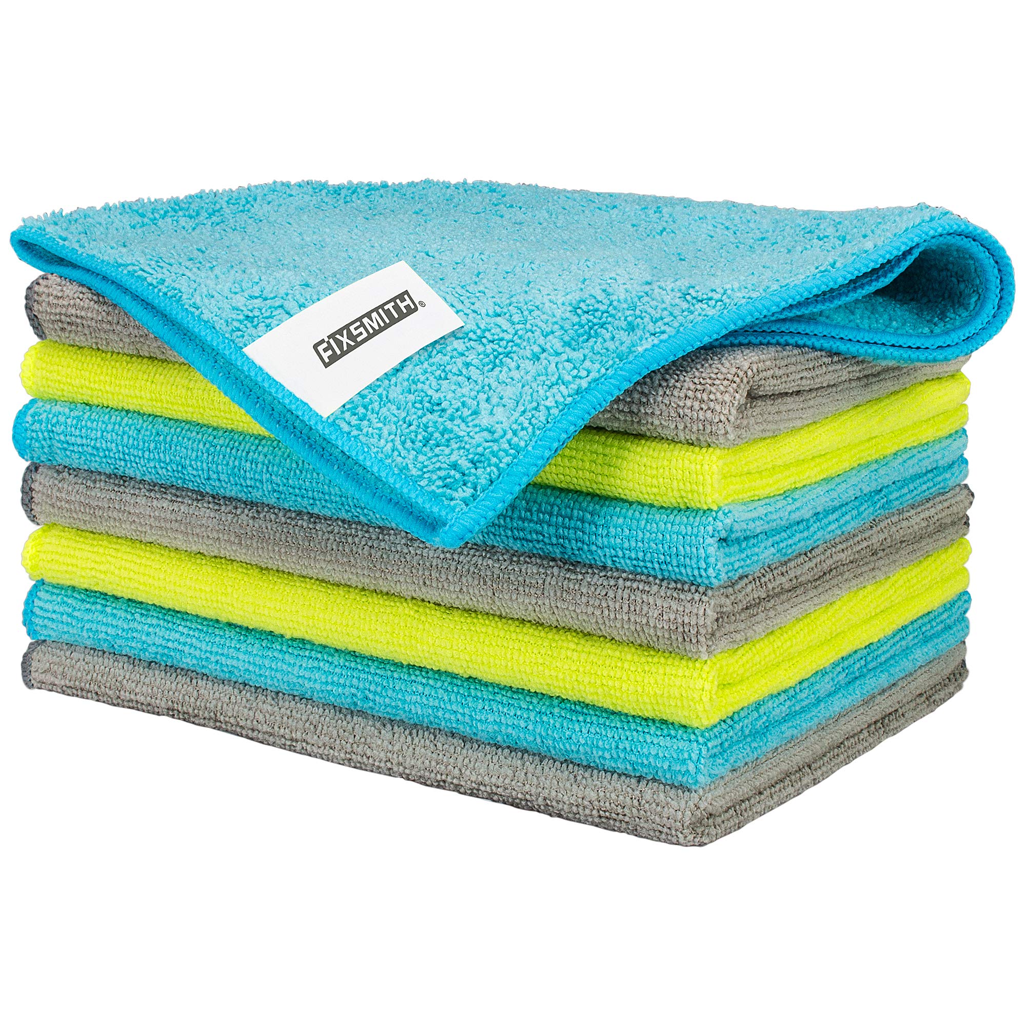FIXSMITH Microfiber Cleaning Cloth - Pack of 8, Size: 12 x 16 in, Multi-Function