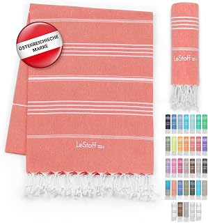 LeStoff hammam towel, sauna towel, 100% organic cotton, 95 x 180 cm, peach